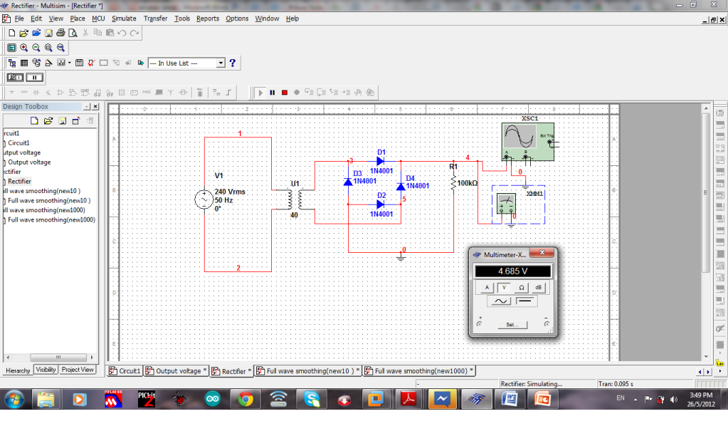 DC power supply from AC through bridge rectifier | All About Circuits