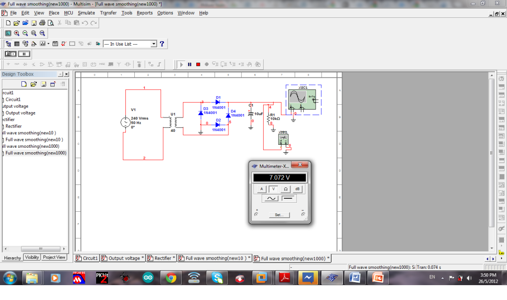 DC power supply from AC through bridge rectifier | All About Circuits