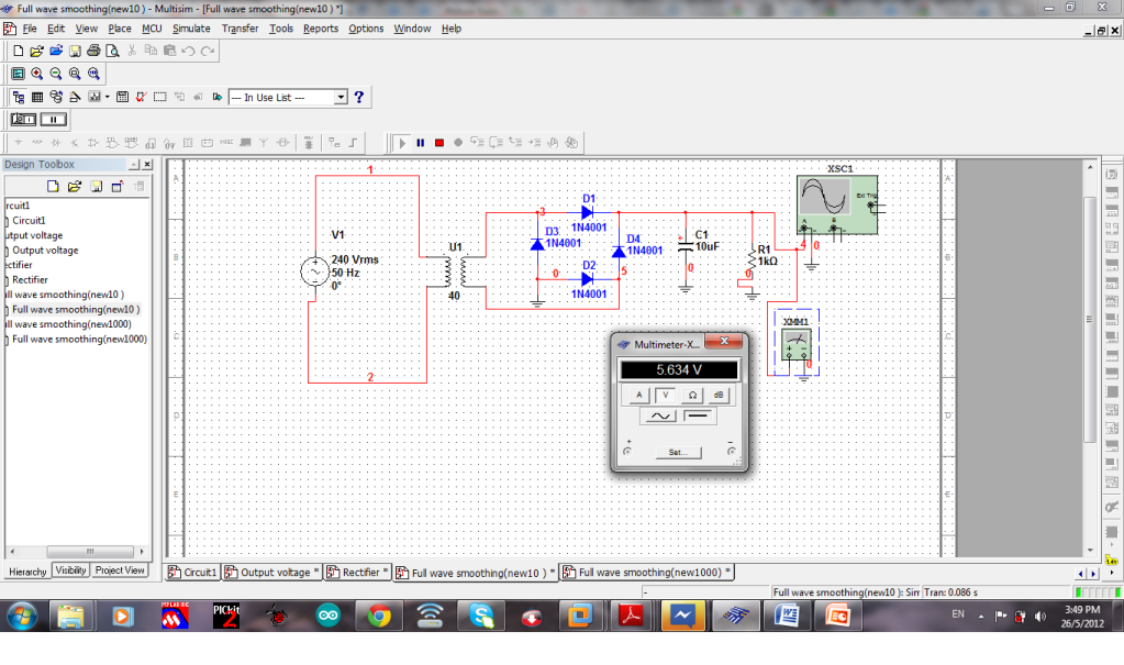 DC power supply from AC through bridge rectifier | All About Circuits