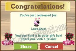Picture of Redeem of Valentine Gifts on Farmville Game (Facebook)