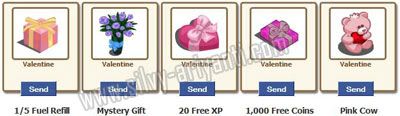 Picture of Valentine Gifts Ask for Love on Farmville Game (Facebook)