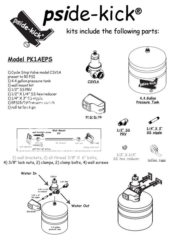 Cycle Stop Valve PK1AEPS Pside Kick Constant Pressure Pump Kit PK1W